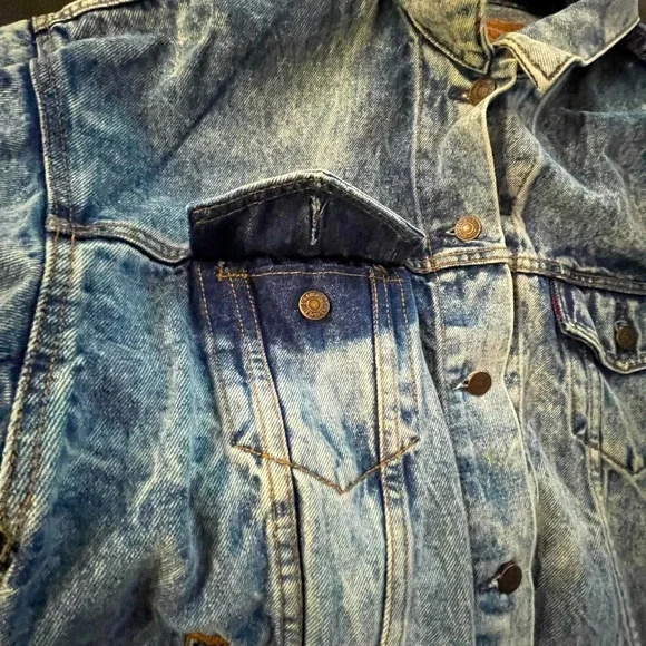 Vintage Levis Acid Wash Trucker Jean Jacket Grunge Made in USA  SZ M 70507 0219 - Picture 6 of 8